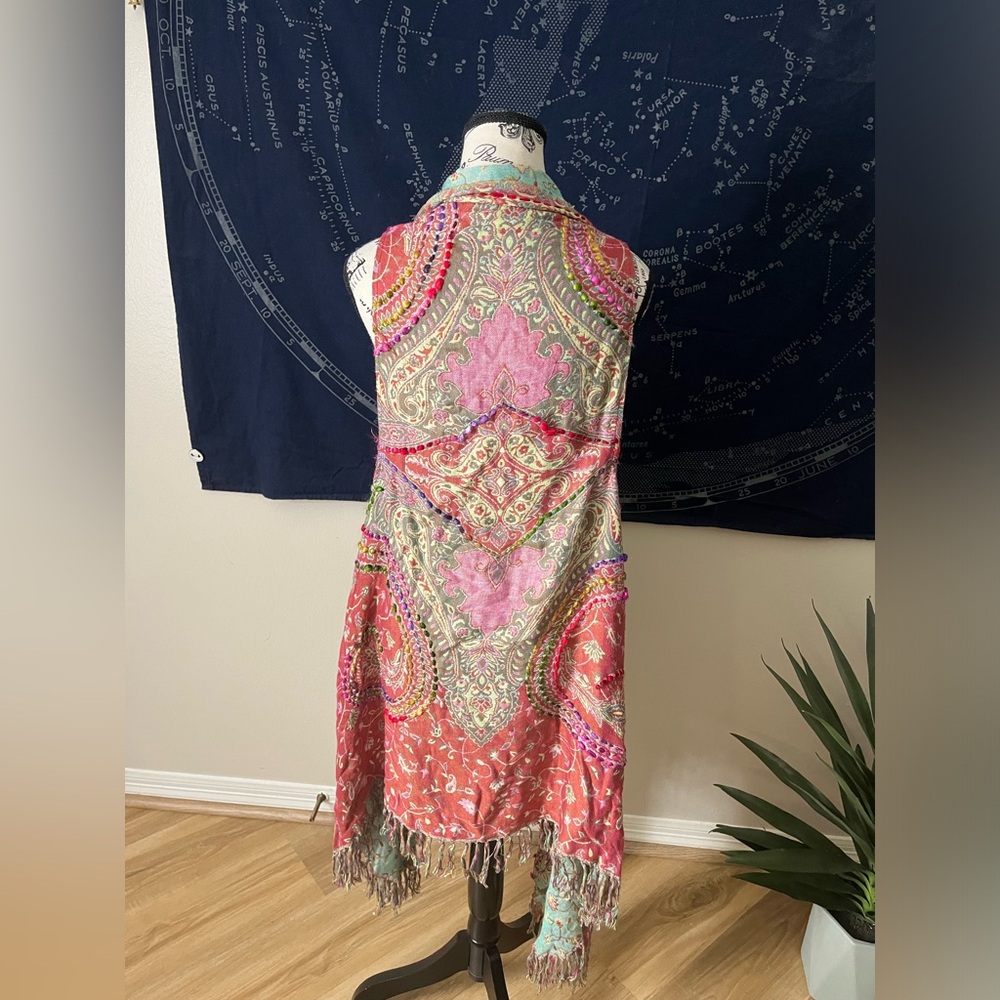 Boho Reversible Sleeveless Kimono Vest - Picture 6 of 7